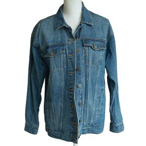 Noisy May Jean Jacket Oversized 90s Style Classic Blue Denim Trucker Coat